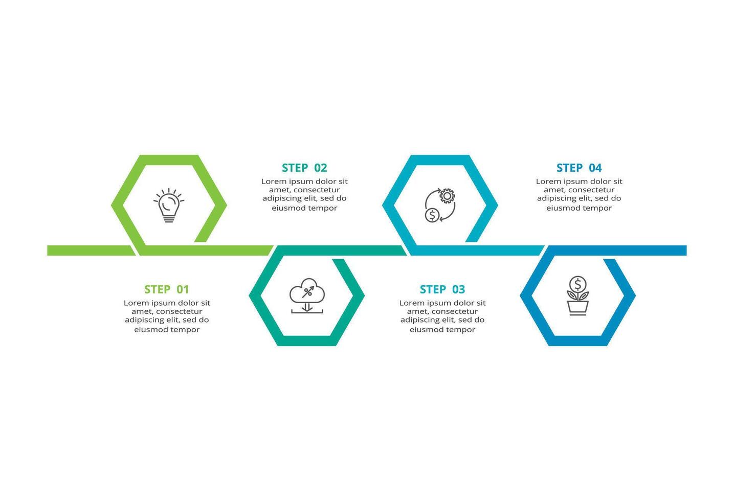 Abstract arrows of graph, diagram with 4 steps, options, parts or processes. business template for presentation vector