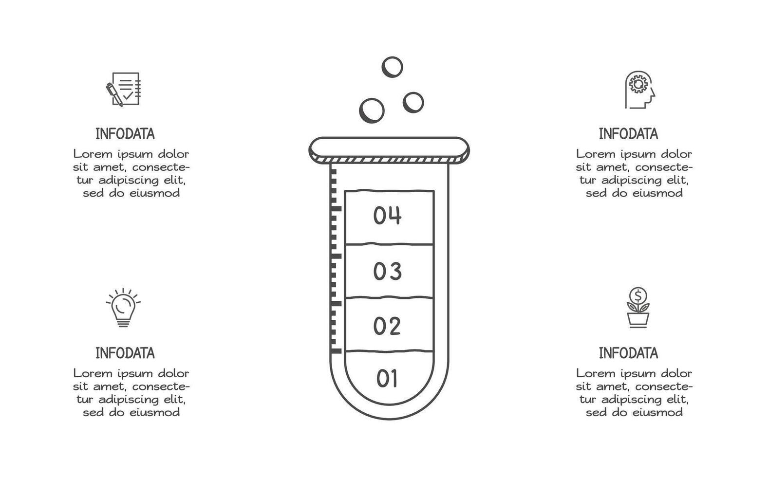 Doodle infographic elements with 4 options. business template for presentation vector
