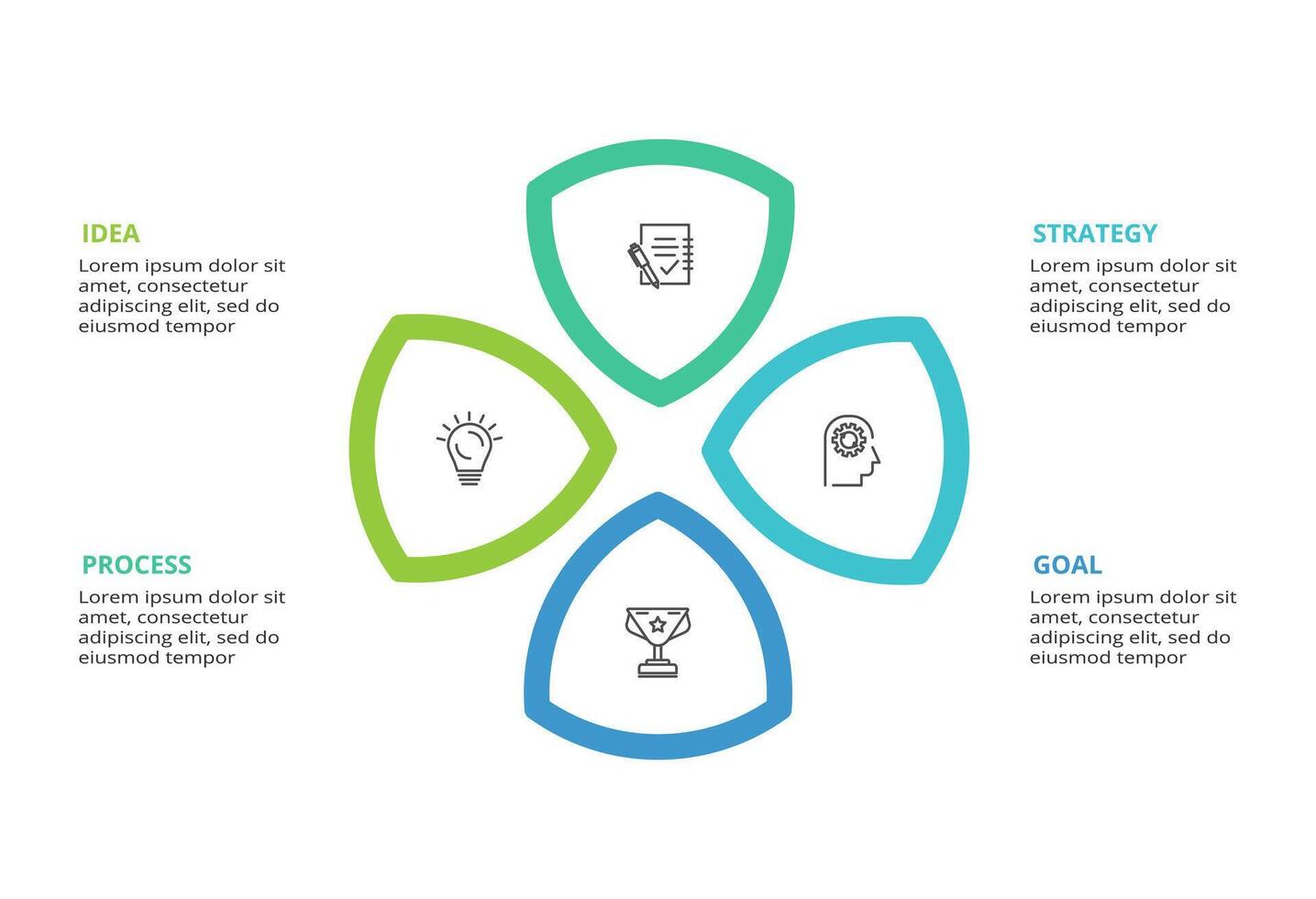 Abstract arrows of graph, diagram with 4 steps, options, parts or processes. business template for presentation vector