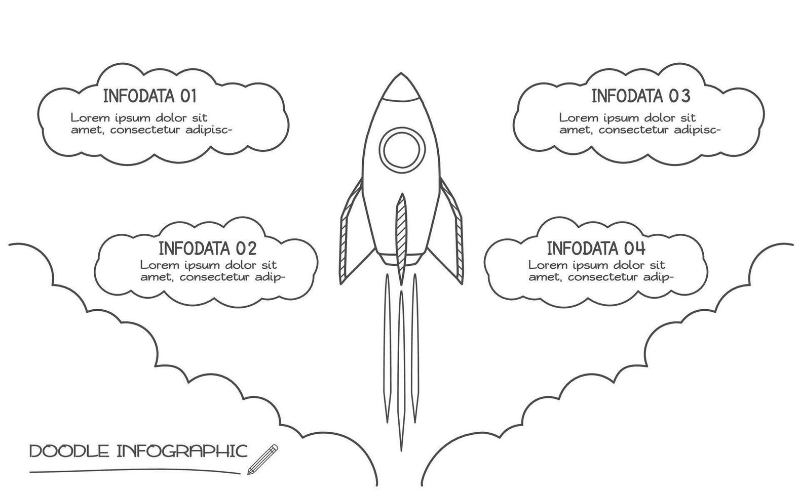 Doodle infographic elements with 4 options. business template for presentation vector