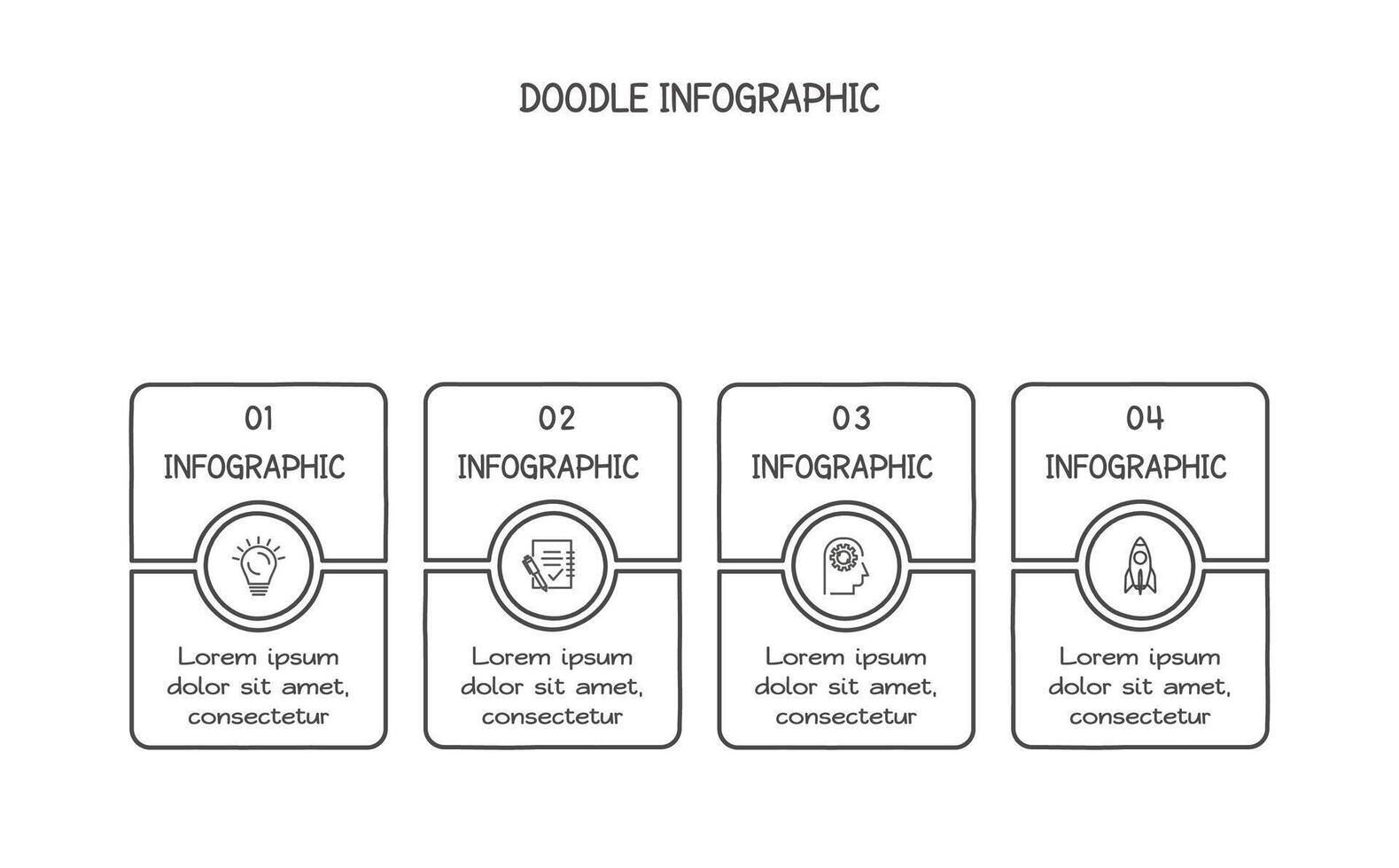 Doodle infographic elements with 4 options. business template for presentation vector