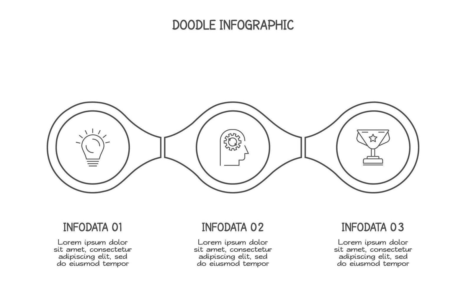 Doodle infographic elements with 3 options. business template for presentation vector