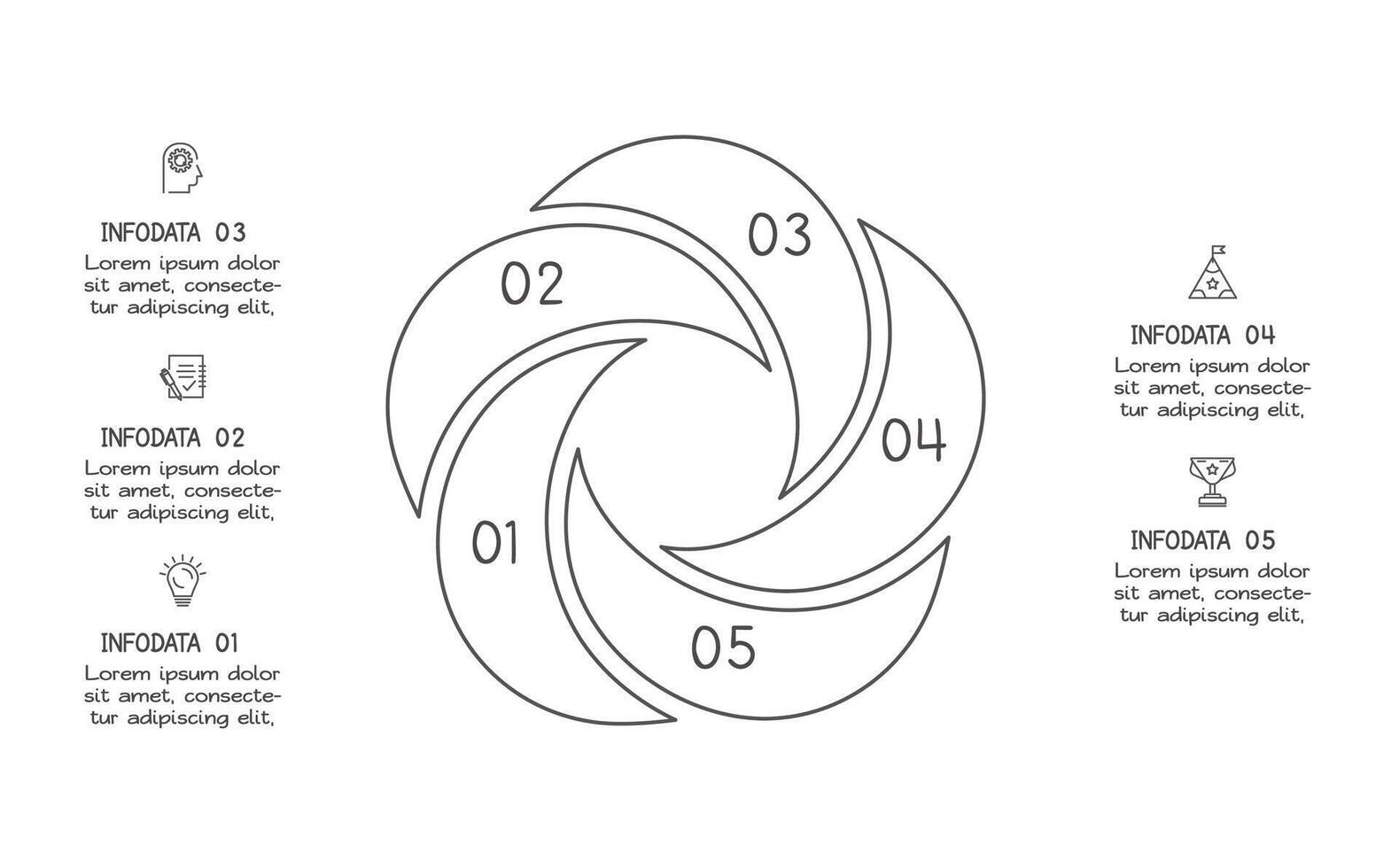 Doodle infographic elements with 5 options. business template for presentation vector