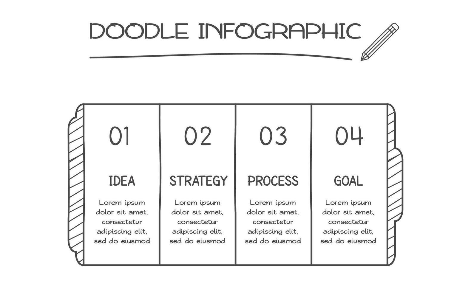 Doodle infographic elements with 4 options. business template for presentation vector