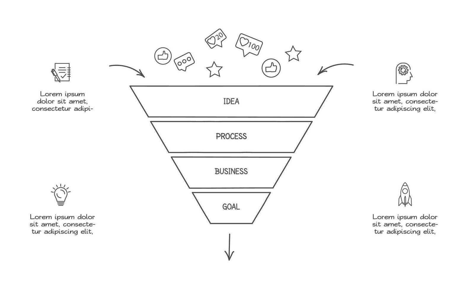 Doodle infographic elements with 4 options. business template for presentation vector