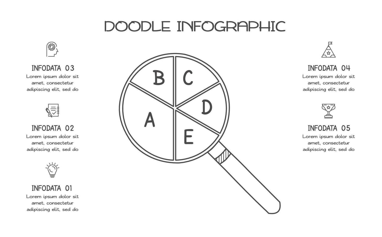 Doodle infographic elements with 5 options. business template for presentation vector