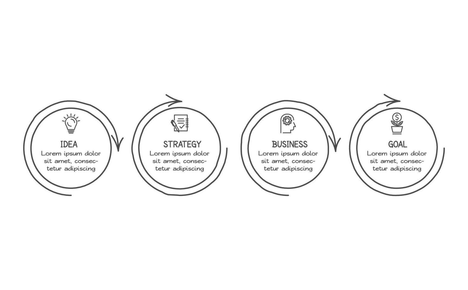 Doodle infographic elements with 4 options. business template for presentation vector