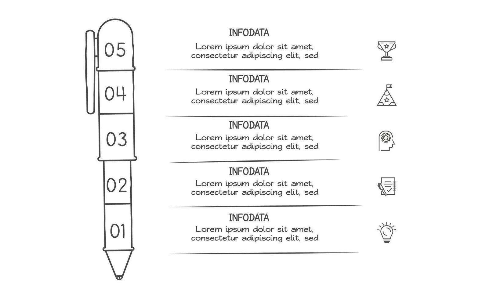 Doodle infographic elements with 5 options. business template for presentation vector