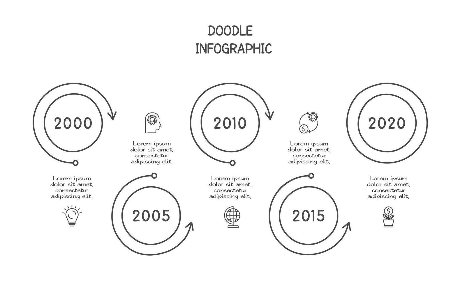 Doodle infographic elements with 5 options. business template for presentation vector