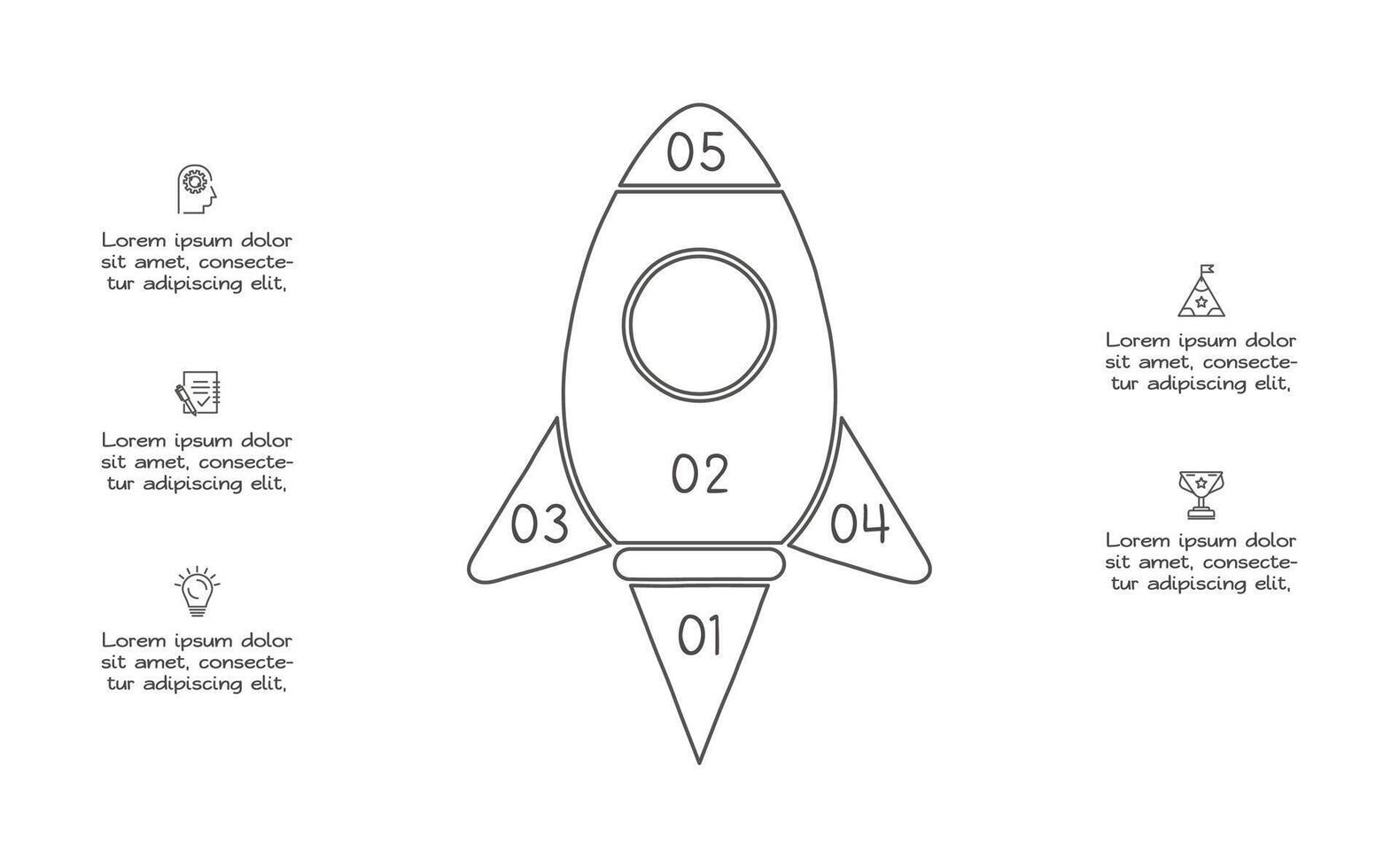 Doodle infographic elements with 5 options. business template for presentation vector