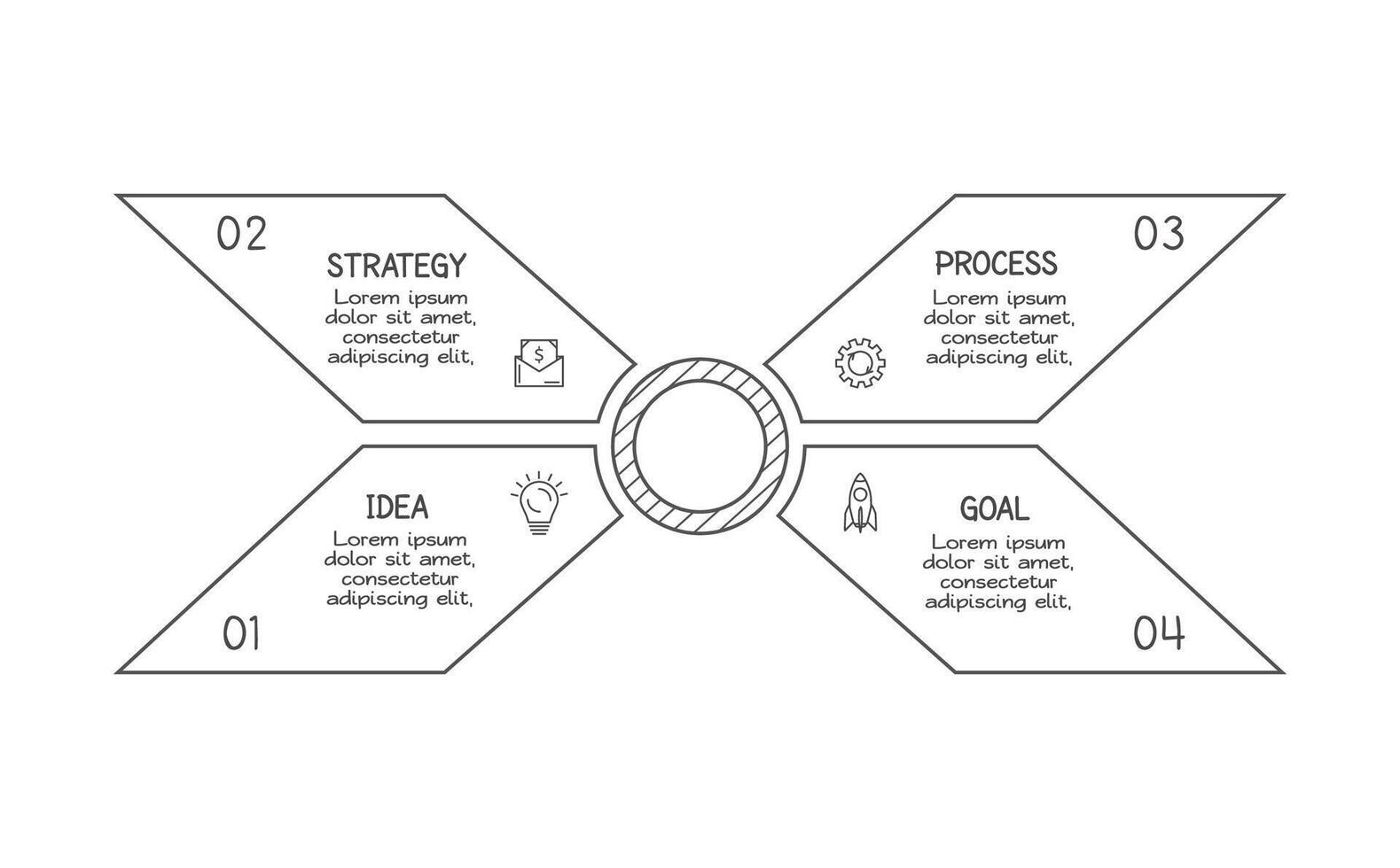 Doodle infographic elements with 4 options. business template for presentation vector