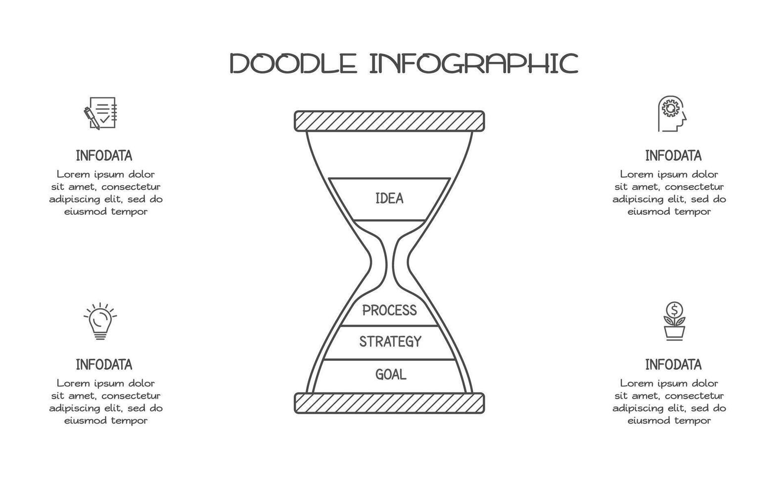 Doodle infographic elements with 4 options. business template for presentation vector