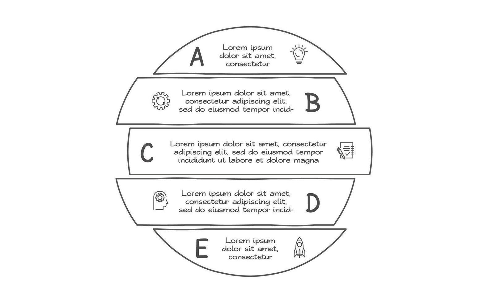 Doodle infographic elements with 5 options. business template for presentation vector