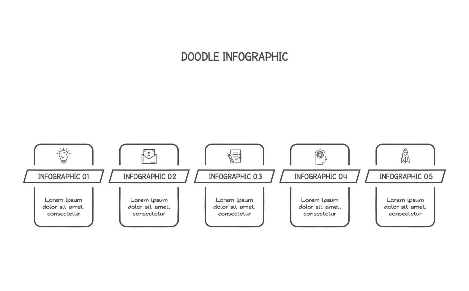 Doodle infographic elements with 5 options. business template for presentation vector