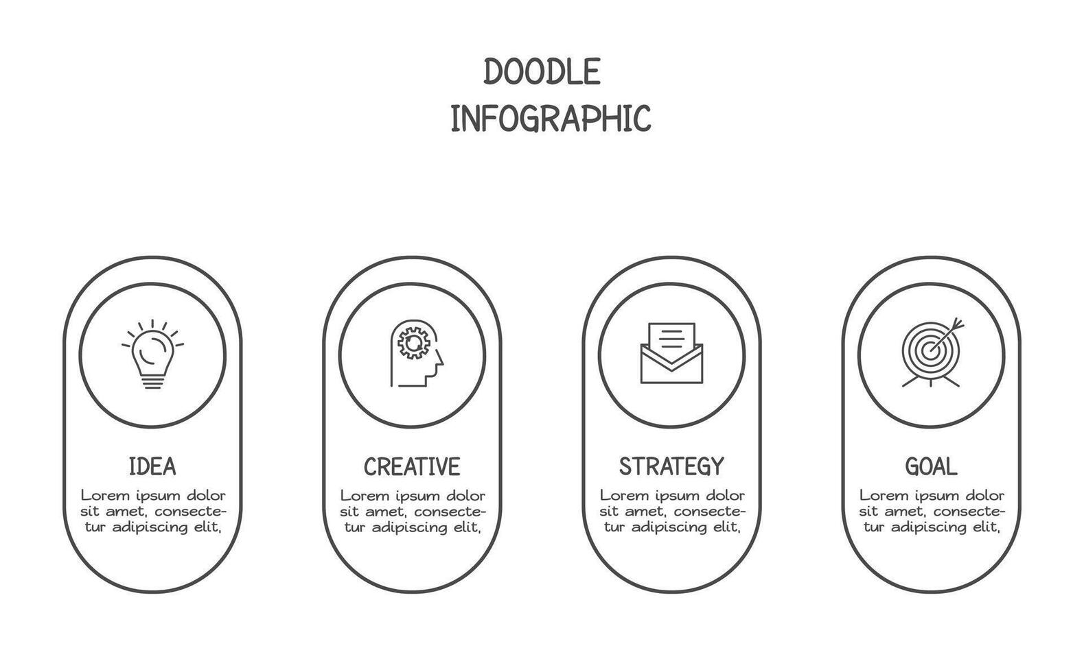 Doodle infographic elements with 4 options. business template for presentation vector