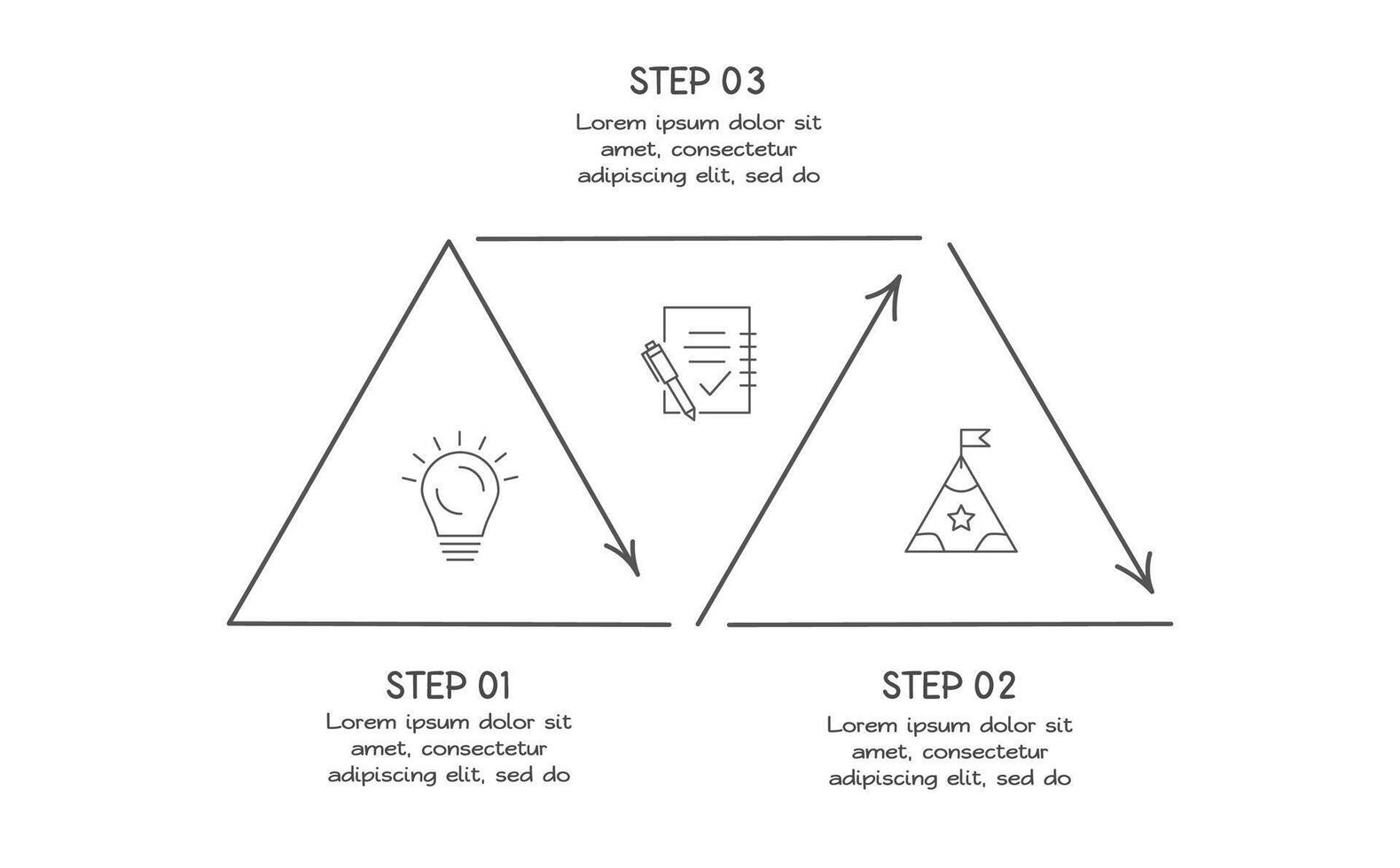 Doodle infographic elements with 3 options. business template for presentation vector