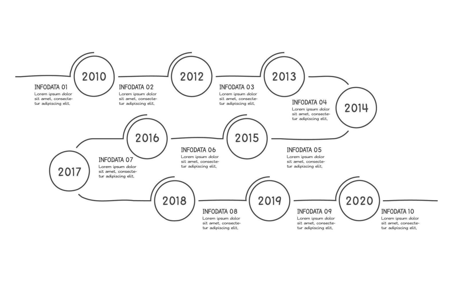 Doodle infographic elements with 10 options. business template for presentation vector