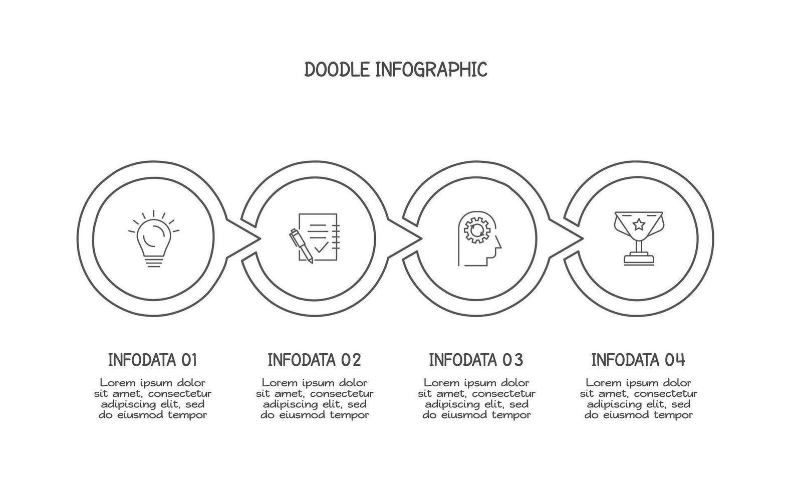Doodle infographic elements with 4 options. business template for presentation vector