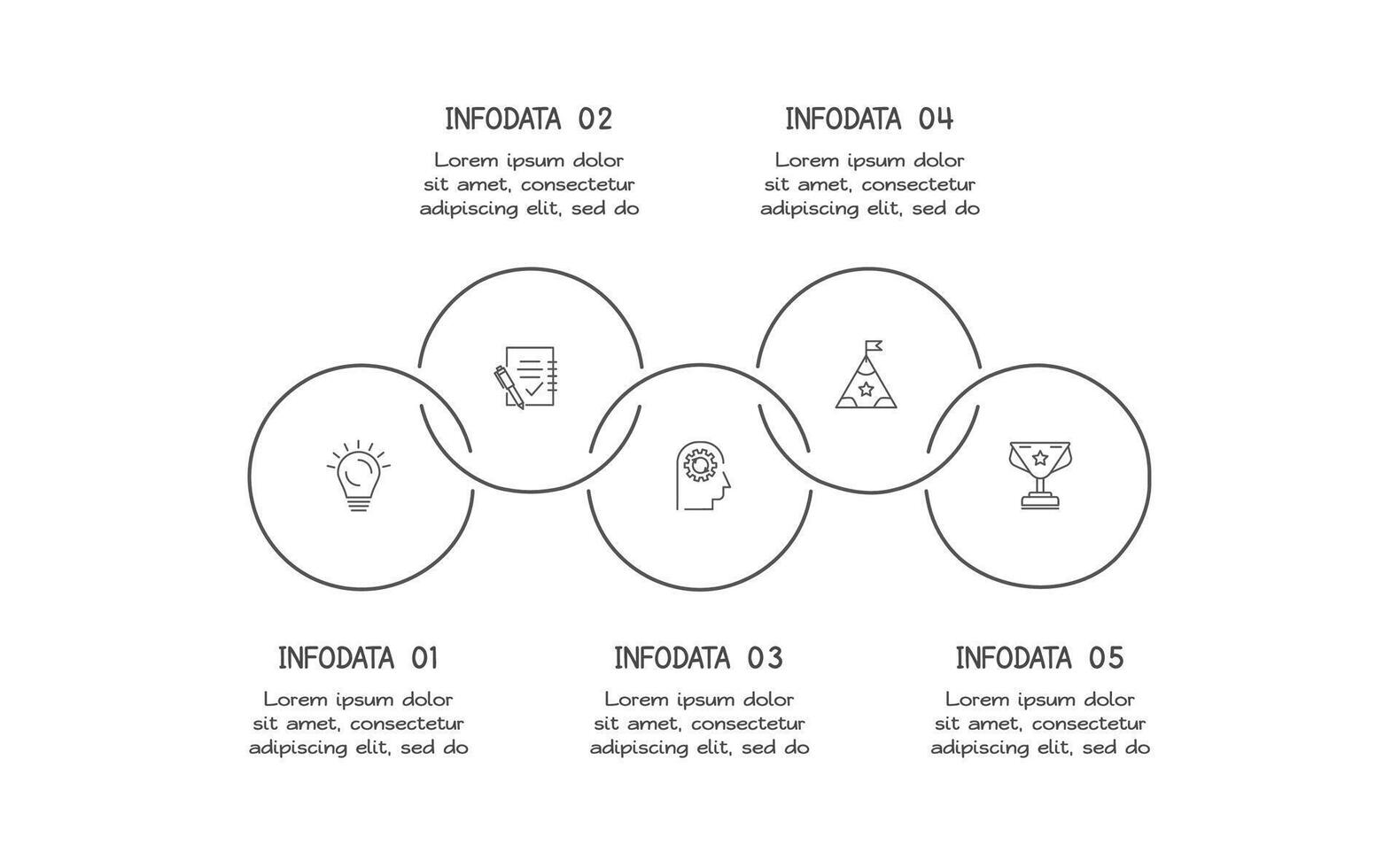 Doodle infographic elements with 5 options. business template for presentation vector