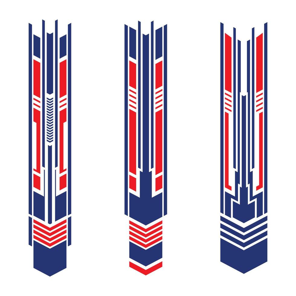 Set of vinyl car body wrap stickers geometric shapes techno abstract stripes vector