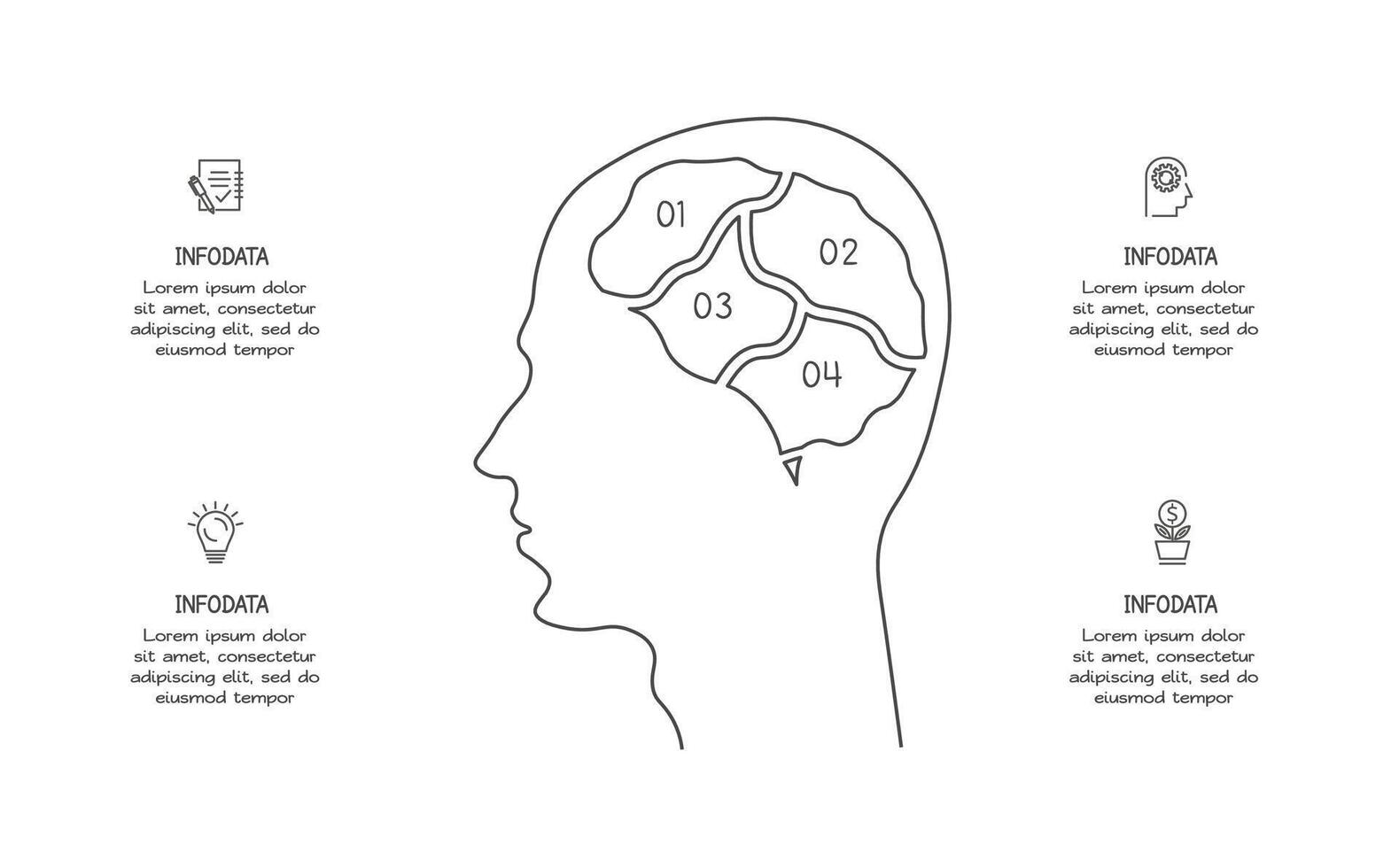 Doodle infographic elements with 4 options. business template for presentation vector