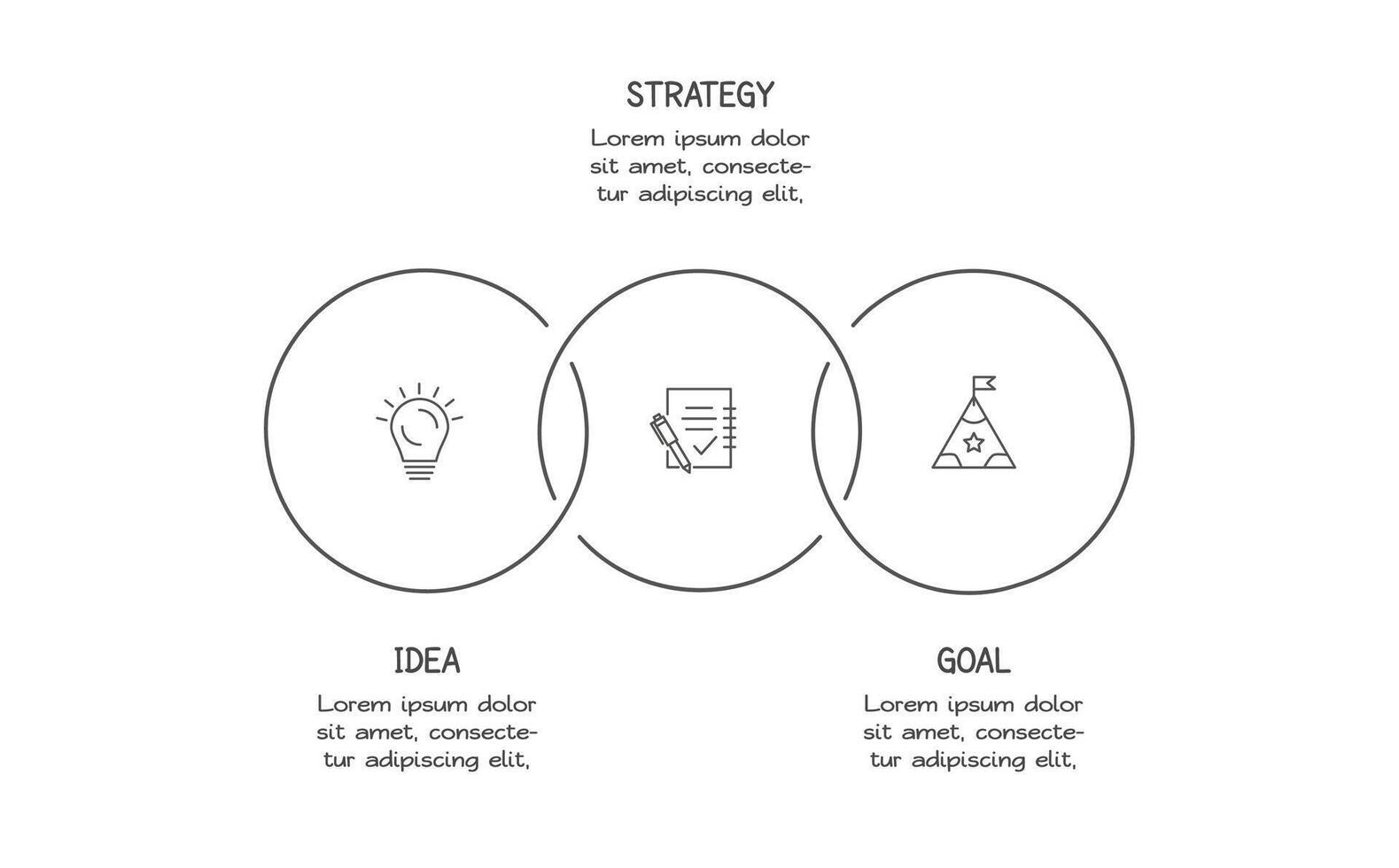 Doodle infographic elements with 3 options. business template for presentation vector
