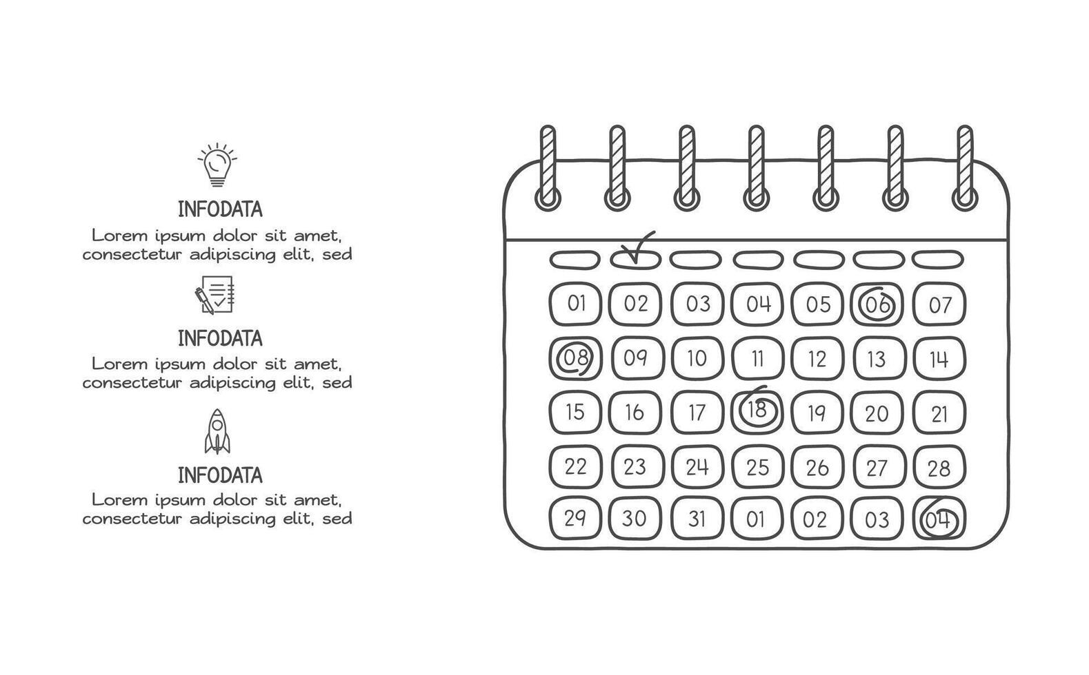 Doodle infographic elements with 3 options. business template for presentation vector