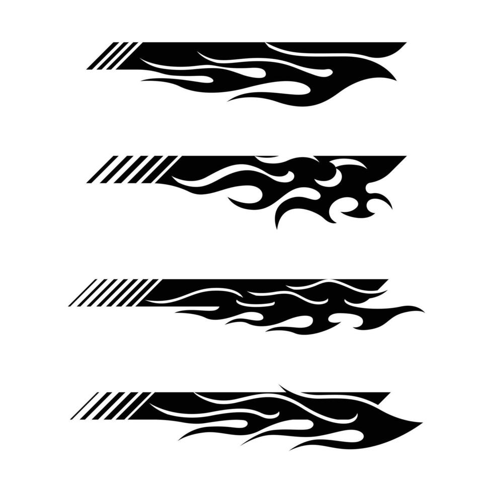 Collection of burning fire stickers for car wraps vector