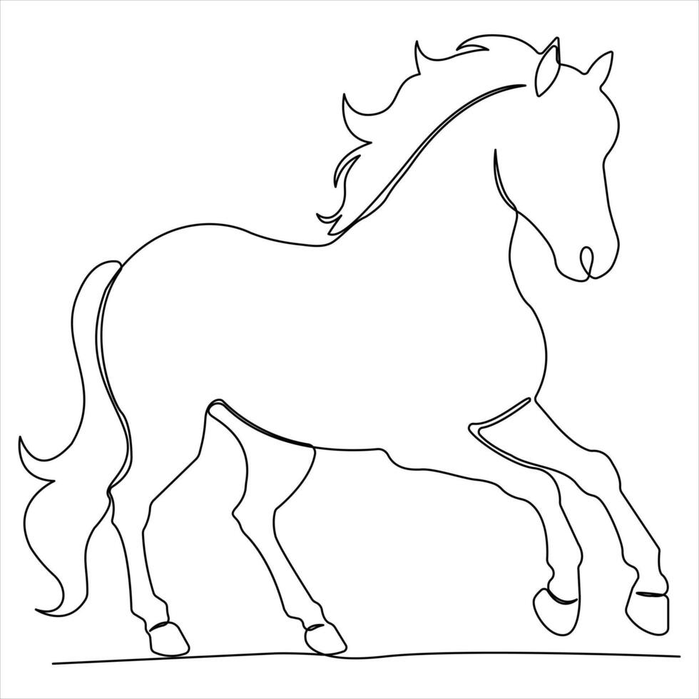 Continuous single line drawing of a horse animal concept single line draw design illustration vector