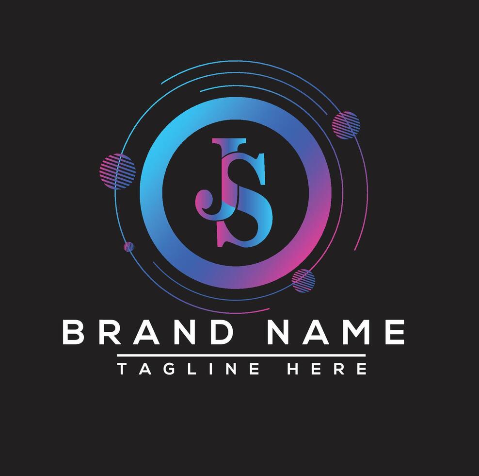 J S logo design template free design vector