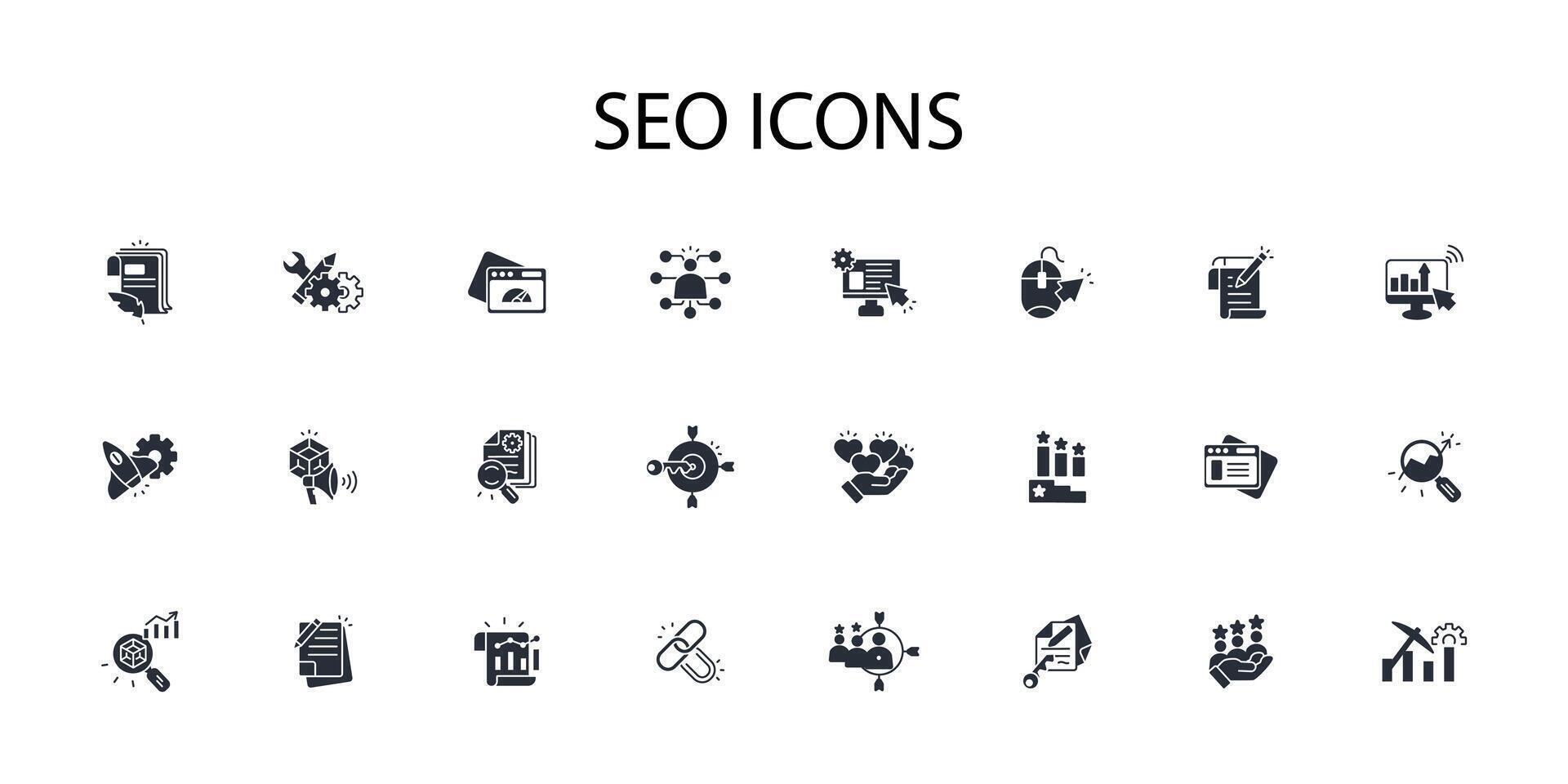 SEO icon set..Editable stroke.linear style sign for use web design,logo.Symbol illustration. vector
