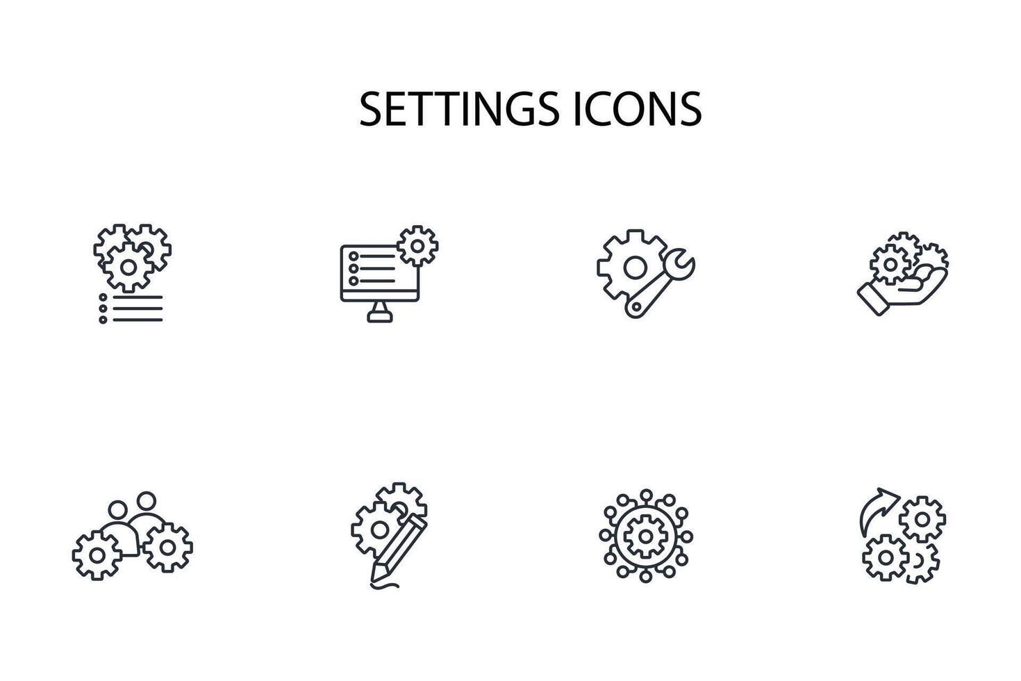 Settings icon set..Editable stroke.linear style sign for use web design,logo.Symbol illustration. vector