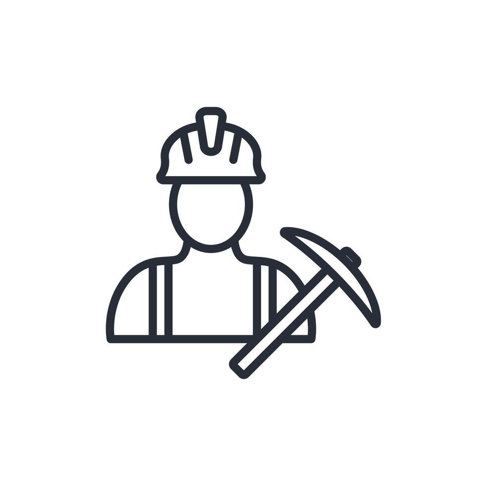 man miner icon. .Editable stroke.linear style sign for use web design,logo.Symbol illustration. vector