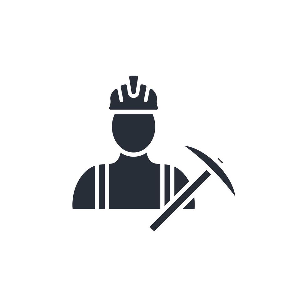man miner icon. .Editable stroke.linear style sign for use web design,logo.Symbol illustration. vector