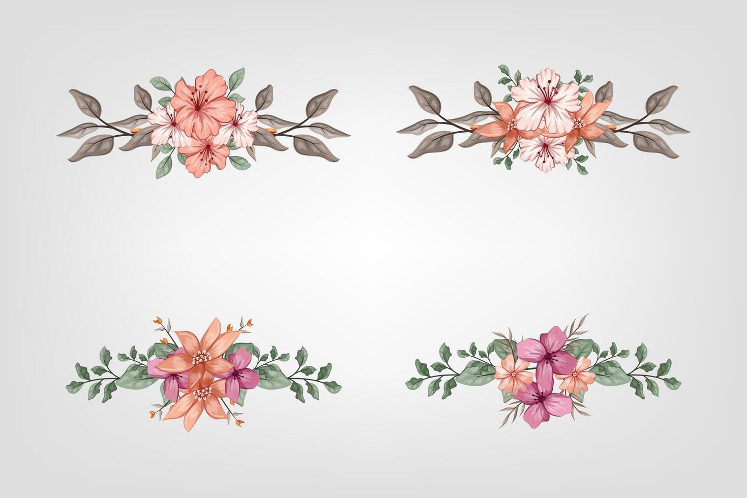 The Blooms Greenery Floral Foliage Ornament Corner Text Separator adds elegant framing text in invitations, cards vector