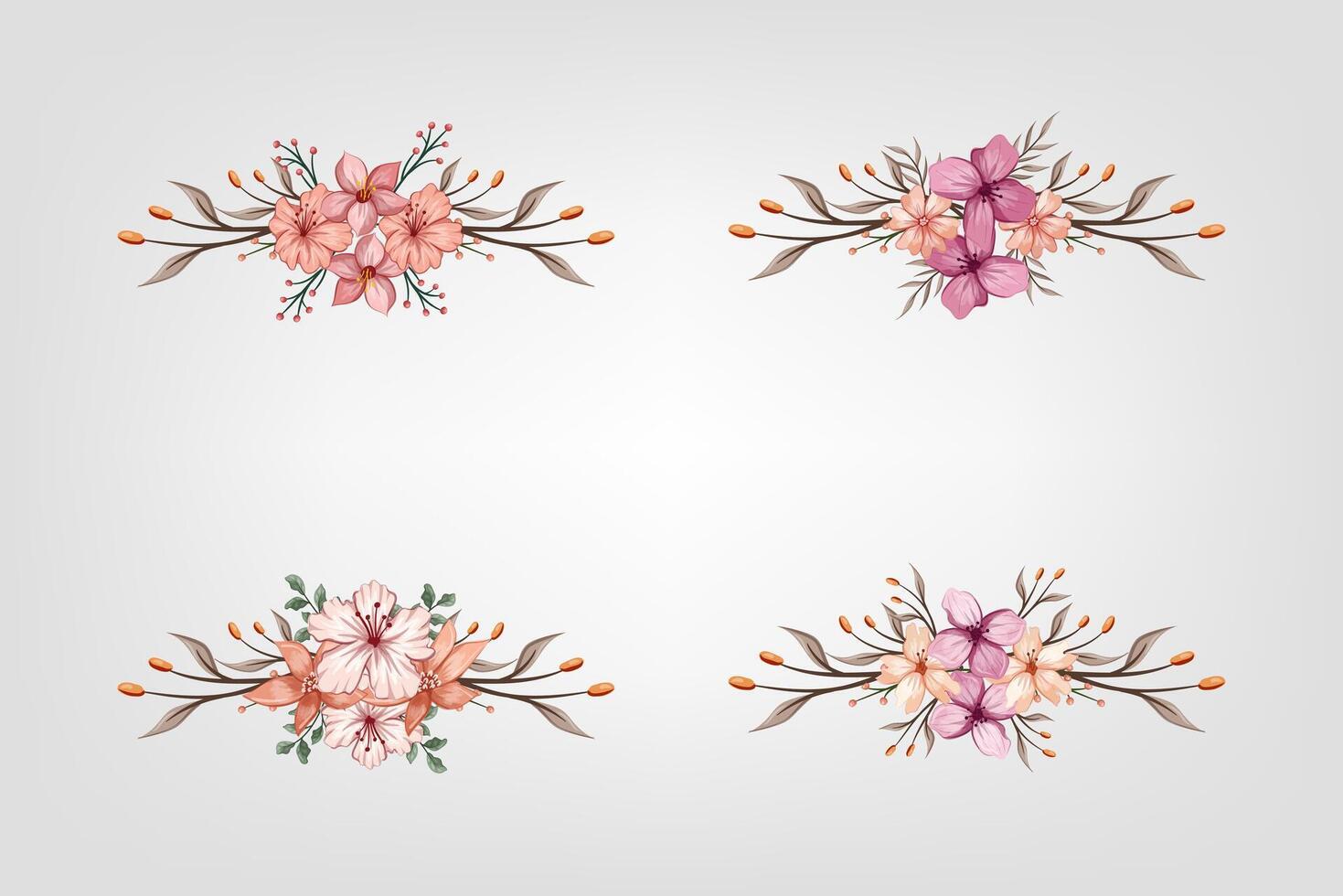 The Blooms Greenery Floral Foliage Ornament Corner Text Separator adds elegant framing text in invitations, cards vector