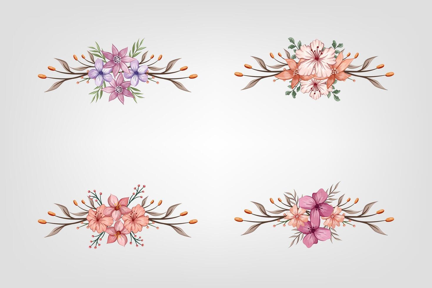 The Blooms Greenery Floral Foliage Ornament Corner Text Separator adds elegant framing text in invitations, cards vector