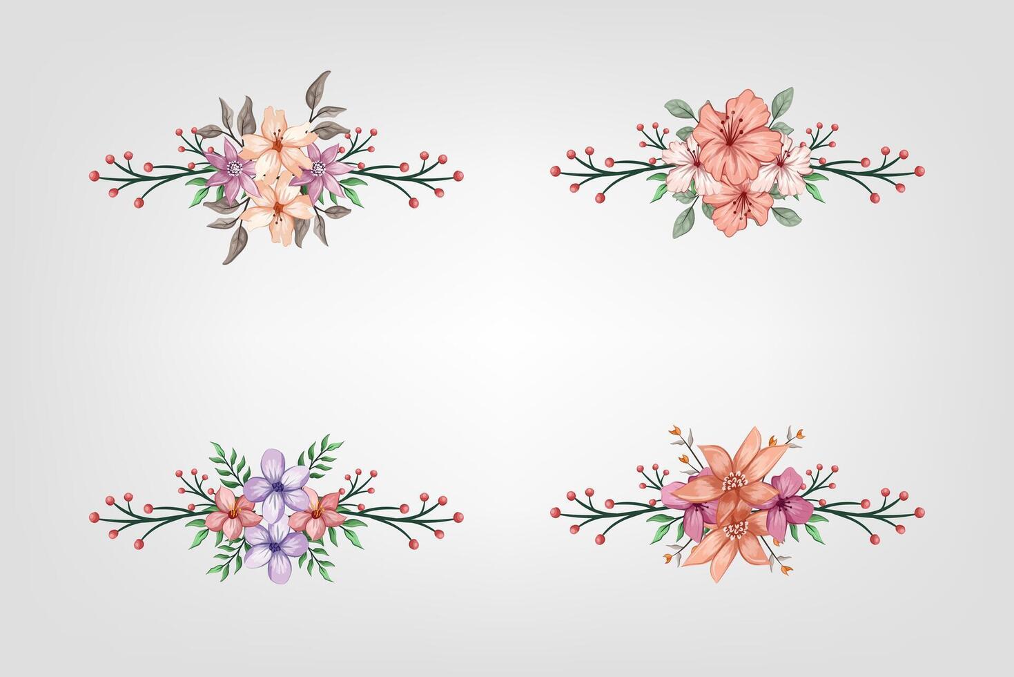 The Blooms Greenery Floral Foliage Ornament Corner Text Separator adds elegant framing text in invitations, cards vector