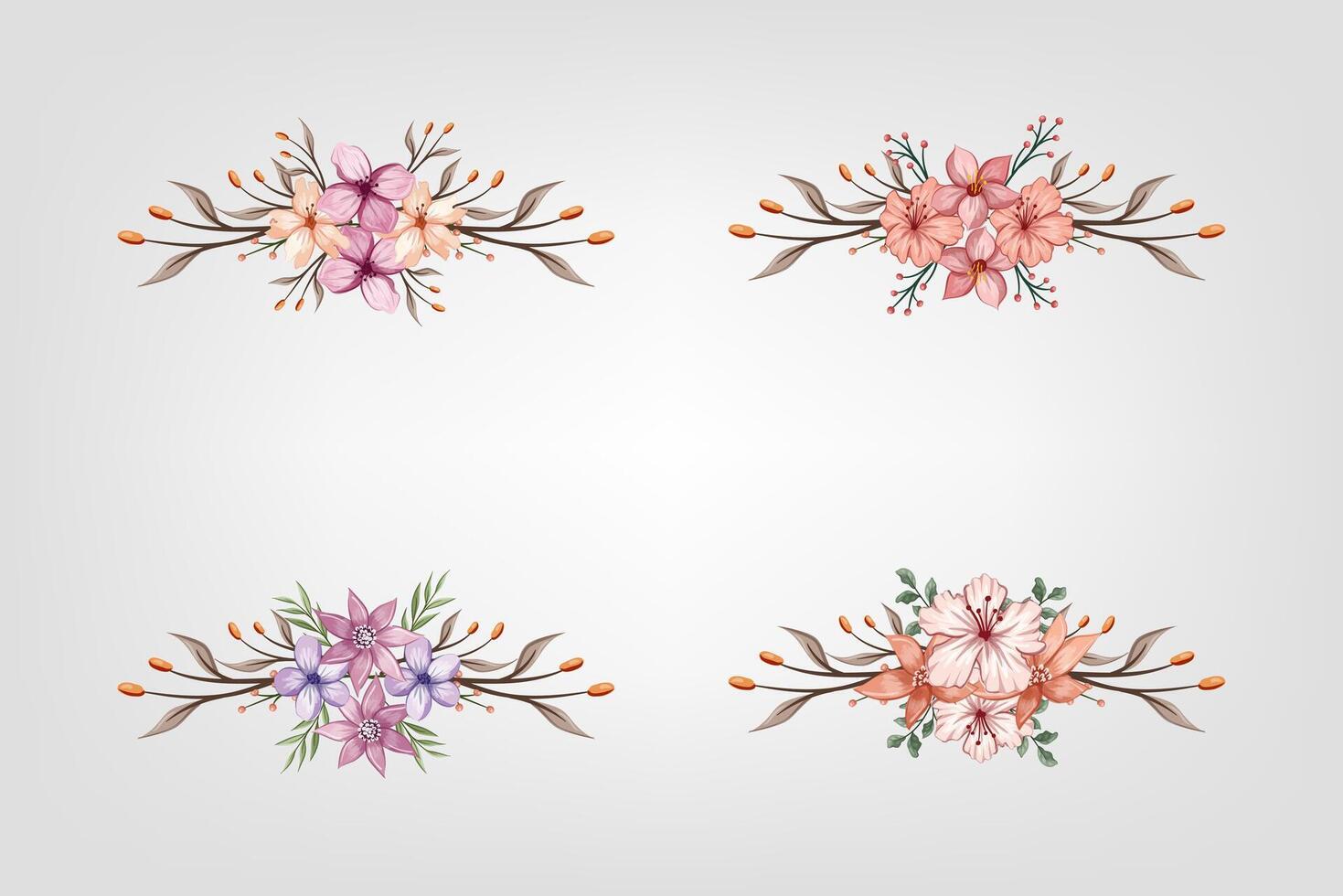 The Blooms Greenery Floral Foliage Ornament Corner Text Separator adds elegant framing text in invitations, cards vector