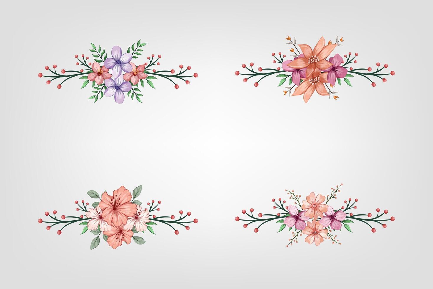 The Blooms Greenery Floral Foliage Ornament Corner Text Separator adds elegant framing text in invitations, cards vector