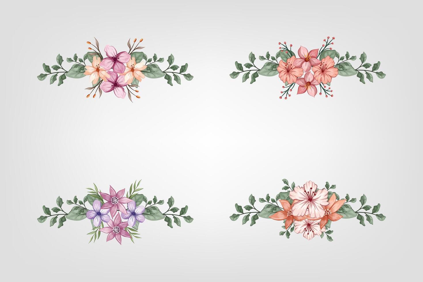 The Blooms Greenery Floral Foliage Ornament Corner Text Separator adds elegant framing text in invitations, cards vector