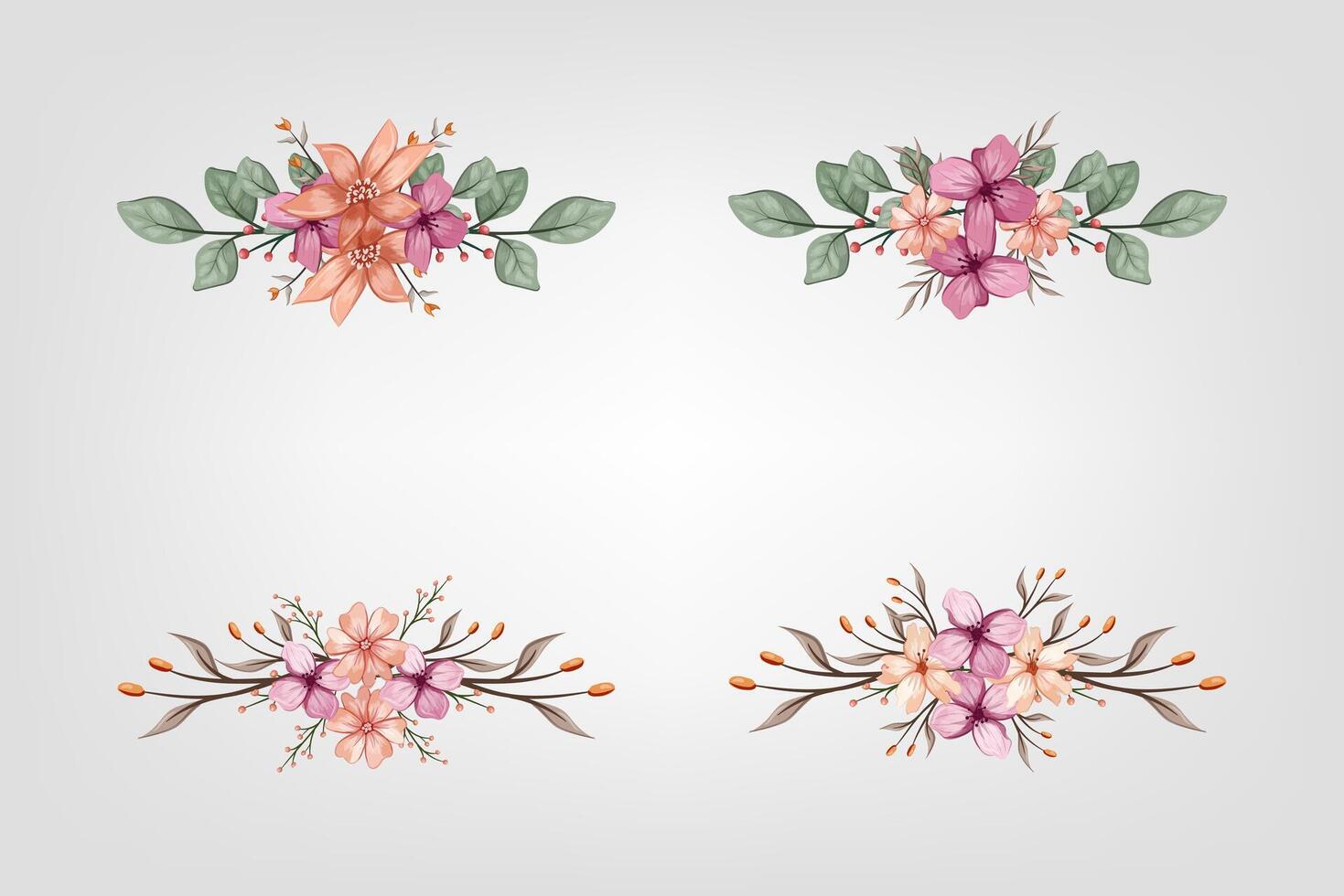 The Blooms Greenery Floral Foliage Ornament Corner Text Separator adds elegant framing text in invitations, cards vector