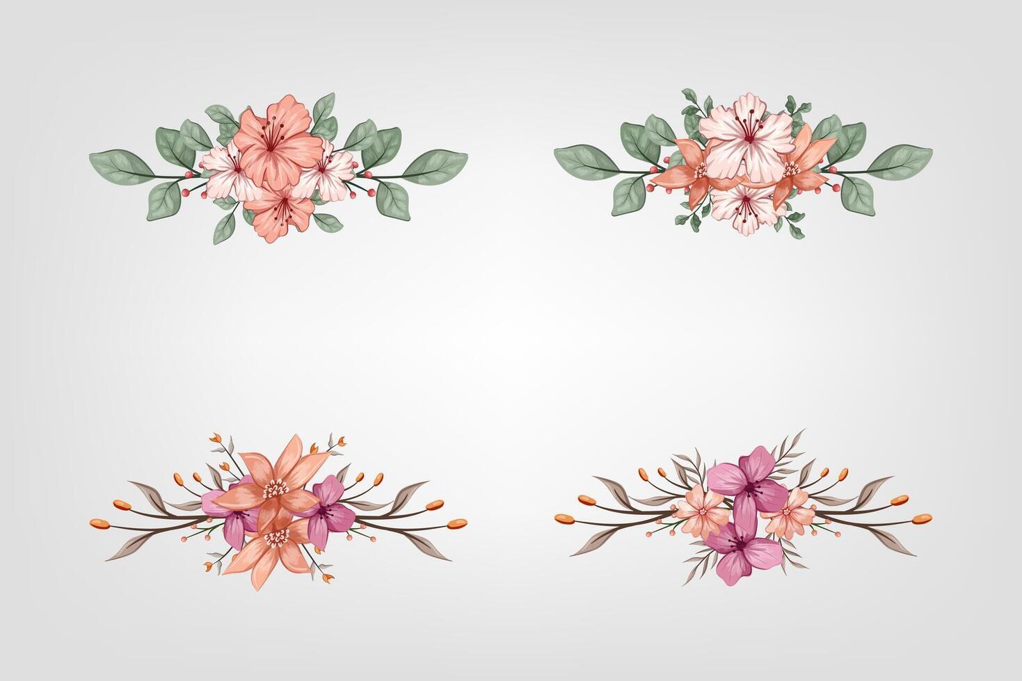 The Blooms Greenery Floral Foliage Ornament Corner Text Separator adds elegant framing text in invitations, cards vector