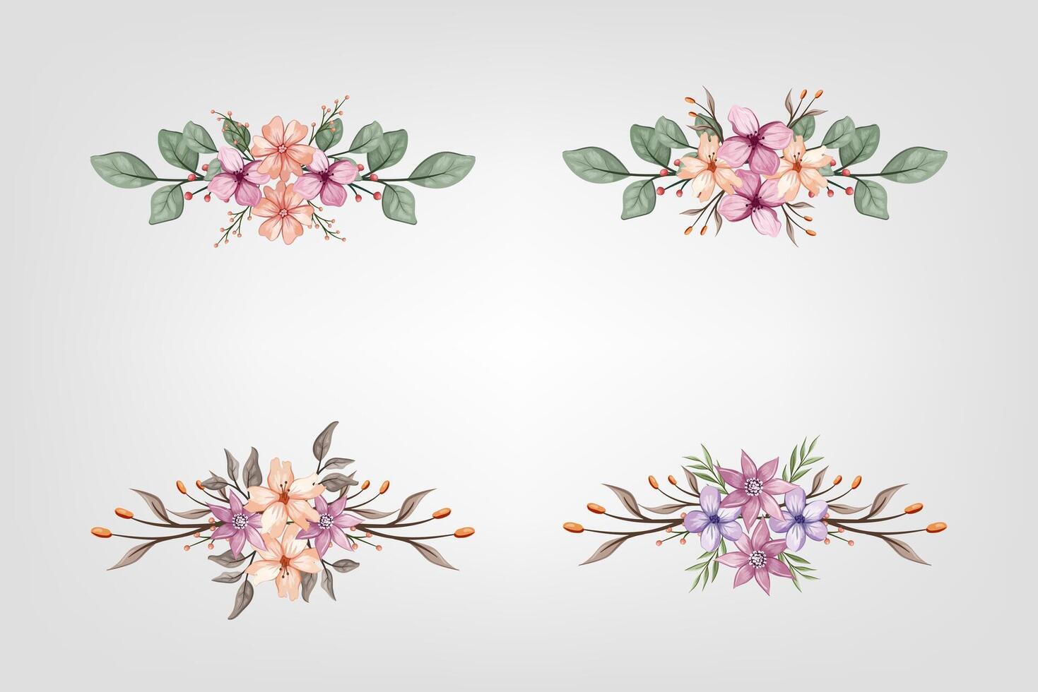 The Blooms Greenery Floral Foliage Ornament Corner Text Separator adds elegant framing text in invitations, cards vector