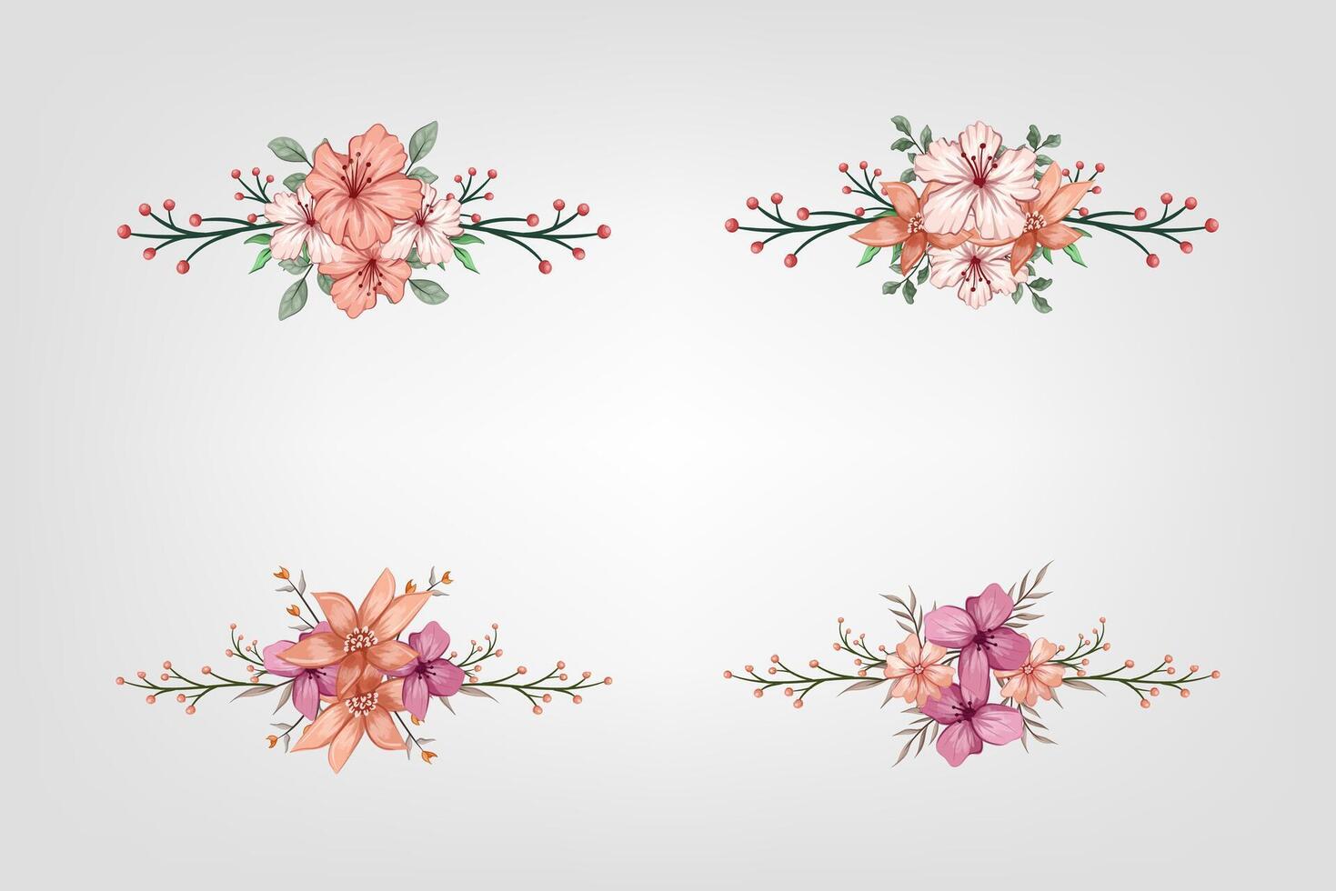 The Blooms Greenery Floral Foliage Ornament Corner Text Separator adds elegant framing text in invitations, cards vector