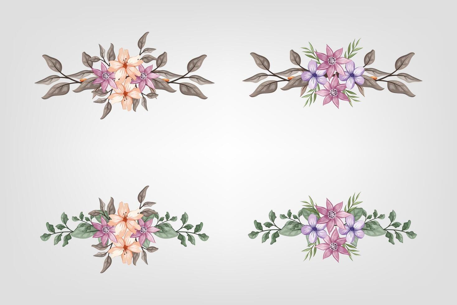 The Blooms Greenery Floral Foliage Ornament Corner Text Separator adds elegant framing text in invitations, cards vector