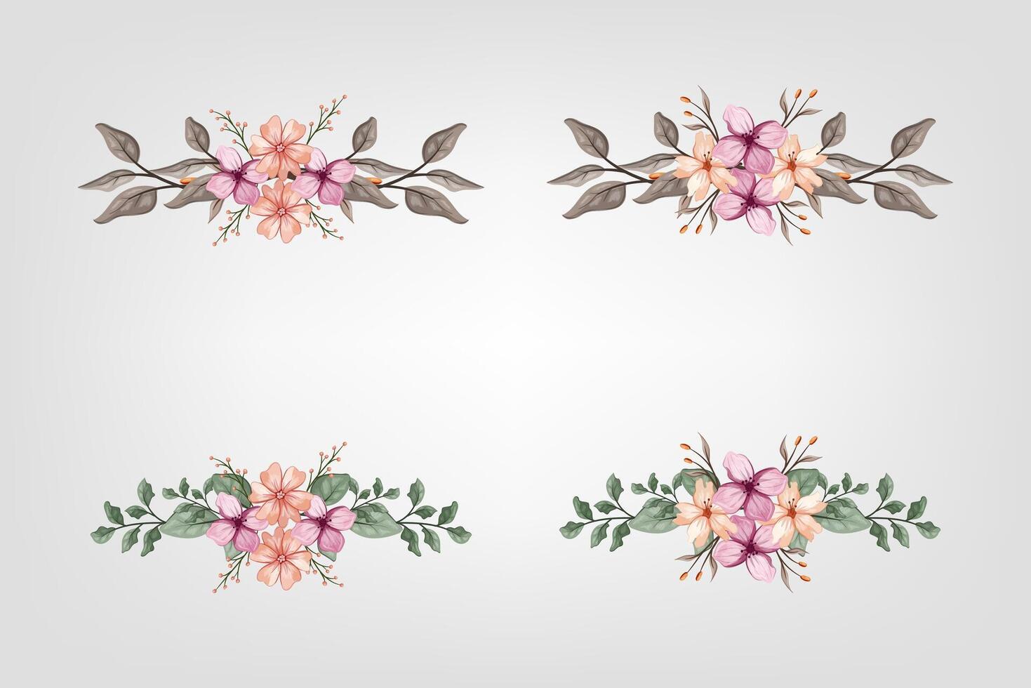 The Blooms Greenery Floral Foliage Ornament Corner Text Separator adds elegant framing text in invitations, cards vector