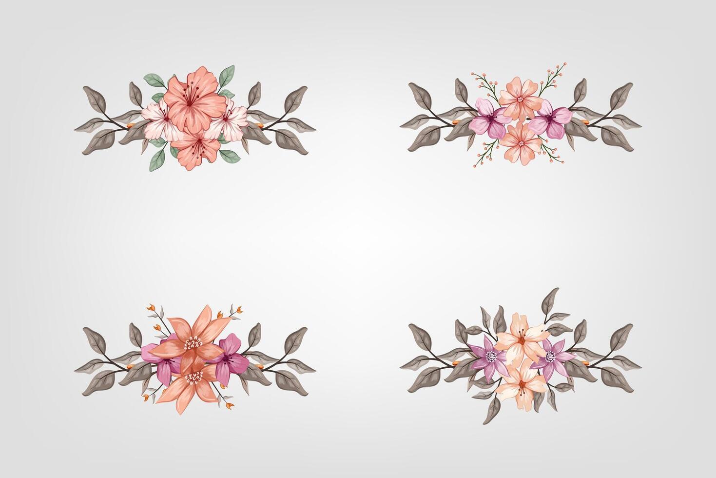 The Blooms Greenery Floral Foliage Ornament Corner Text Separator adds elegant framing text in invitations, cards vector