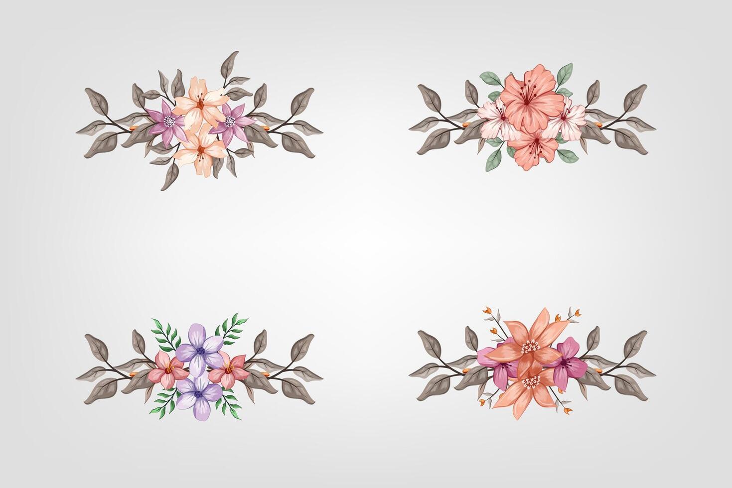 The Blooms Greenery Floral Foliage Ornament Corner Text Separator adds elegant framing text in invitations, cards vector