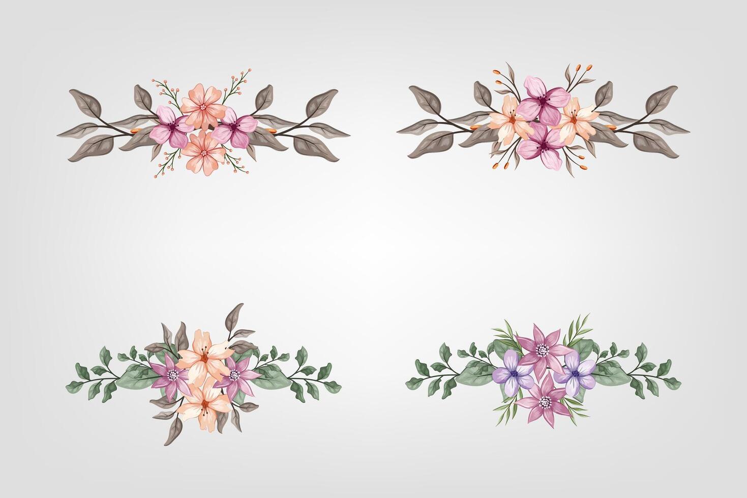 The Blooms Greenery Floral Foliage Ornament Corner Text Separator adds elegant framing text in invitations, cards vector